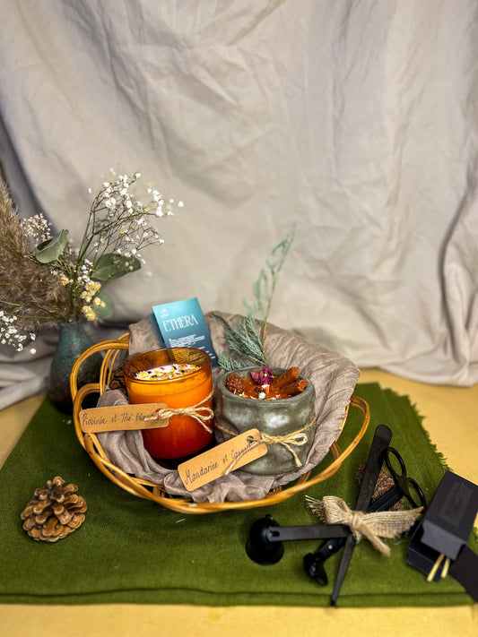 Rituel de Noël – Mandarine & Cannelle | Pivoine & Thé Blanc – Coffret de Bougies Artisanales